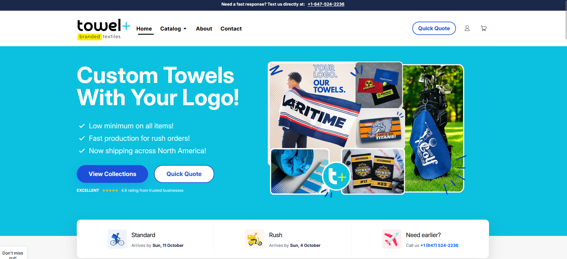 Towel Plus website homepage